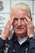 3 October 2011; Republic of Ireland manager Giovanni Trapattoni during a press conference ahead of their EURO 2012 Championship Qualifier against Andorra on Friday. Republic of Ireland Press Conference, Gannon Park, Malahide, Dublin. Picture credit: David Maher / SPORTSFILE