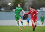 13 April 2017; Neill Byrne of Republic of Ireland in action against Jordan Staten of England during the Centenary Shield match between Republic of Ireland U18s and England at Home Farm FC in Whitehall, Dublin. Photo by Matt Browne/Sportsfile