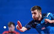 15 April 2017; Callum Main of Scotland in action against Eskil Lindholm of Norway during the European Table Tennis Championships Final Qualifier match between Norway and Scotland at the National Indoor Arena in Dublin. Photo by Matt Browne/Sportsfile