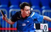 15 April 2017; Sean Doherty of Scotland in action against Sondre Berner of Norway during the European Table Tennis Championships Final Qualifier match between Scotland and Norway at the National Indoor Arena in Dublin. Photo by Matt Browne/Sportsfile