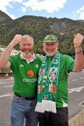 6 October 2011; Republic of Ireland supporters Mick, left, and his brother Frank Kelly, from Firhouse, Co. Dublin, who are in Andorra to see their nephew Patick McAuley playing for Ireland in a challange handball match, ahead of their side's EURO 2012 Championship Qualifier against Andorra on Friday. Picture credit: David Maher / SPORTSFILE