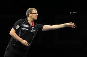 6 October 2011; Mark Webster in action against against Alan Tabern during Round 2 of the PDC Darts World Grand Prix, Citywest Hotel, Saggart, Co. Dublin. Picture credit: Matt Browne / SPORTSFILE