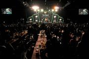 7 October 2011; Ireland's Brendan Dolan in action against Scotland's John Henderson during the Quarter-Finals of the PDC Darts World Grand Prix, Citywest Hotel, Saggart, Co. Dublin. Picture credit: Matt Browne / SPORTSFILE