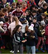 16 April 2017; Aisling Magner, from Ashford, left, and Niamh Mullins, from Ardagh, Co. Limerick react after each taking a selfie with Joe Canning of Galway after the Allianz Hurling League Division 1 Semi-Final match between Limerick and Galway at the Gaelic Grounds in Limerick. Photo by Diarmuid Greene/Sportsfile