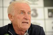 8 October 2011; Republic of Ireland manager Giovanni Trapattoni speaking to the media during a press conference ahead of their EURO 2012 Championship Qualifier against Armenia on Tuesday 11th October. Republic of Ireland Press Conference, Tallaght Stadium, Tallaght, Dublin. Picture credit: Barry Cregg / SPORTSFILE