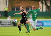 9 October 2011; Karl Sheppard, Shamrock Rovers, in action Chris Shields, Bray Wanderers. Airtricity League Premier Division, Bray Wanderers v Shamrock Rovers, Carlisle Grounds, Bray, Co. Wicklow. Picture credit: Barry Cregg / SPORTSFILE