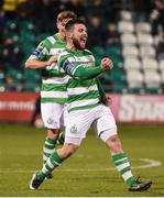 17 April 2017; Brandon Miele of Shamrock Rovers celebrates after scoring his side's third goal during the EA Sports Cup second round game between Shamrock Rovers and Bohemians at Tallaght Stadium in Tallaght, Dublin. Photo by David Maher/Sportsfile