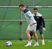 10 October 2011; Republic of Ireland's Simon Cox, left, and Keith Fahey in action during squad training ahead of their EURO 2012 Championship Qualifier against Armenia on Tuesday. Republic of Ireland Squad Training, Gannon Park, Malahide, Dublin. Picture credit: David Maher / SPORTSFILE