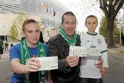 11 October 2011; Sean, left, aged 16, Ken, and Stuart Keating, right, aged 8, from Lehenaghmore, Co. Cork, who were the Ford VIP Competition Prizewinners. EURO 2012 Championship Qualifier, Republic of Ireland v Armenia, Aviva Stadium, Lansdowne Road, Dublin. Photo by Sportsfile