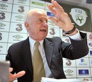 12 October 2011; Republic of Ireland manager Giovanni Trapattoni speaking to the media during a press conference following last night's EURO 2012 Championship Qualifier against Armenia. Republic of Ireland Press Conference, Three Offices, One Clarendon Row, Dublin. Picture credit: David Maher / SPORTSFILE