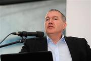 15 October 2011; Eamon O'Shea, National University of Ireland, Galway, speaking at the GAA Social Initiative Seminar 2011, Croke Park, Dublin. Picture credit: Pat Murphy / SPORTSFILE