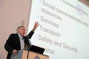 15 October 2011; Eamon O'Shea, National University of Ireland, Galway, speaking at the GAA Social Initiative Seminar 2011, Croke Park, Dublin. Picture credit: Pat Murphy / SPORTSFILE