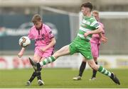 22 April 2017; Caellum Travers Devlin of Wexford FC in action against Conor Grant of Shamrock Rovers during the SSE Airtricity U17 League match between Shamrock Rovers and Wexford FC at Tallaght Stadium in Tallaght, Dublin. Photo by Eóin Noonan/Sportsfile