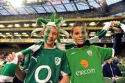 11 October 2011; Republic of Ireland supporters Cathal Downes and Kevin Walsh, both age 10, from Limerick, at the game. EURO 2012 Championship Qualifier, Republic of Ireland v Armenia, Aviva Stadium, Lansdowne Road, Dublin. Picture credit: Stephen McCarthy / SPORTSFILE