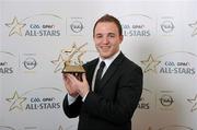 21 October 2011; Darran O'Sullivan, Kerry, with his GAA GPA All-Star Football award at the GAA GPA All-Star Awards 2011 sponsored by Opel. National Convention Centre, Dublin. Picture credit: Stephen McCarthy / SPORTSFILE