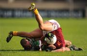 29 October 2011; Jason Sherlock, St Oliver Plunkett's Eoghan Rua, in action against Andy Kirwan, Lucan Sarsfields. Dublin County Senior Football Championship Semi-Final, St Oliver Plunkett's Eoghan Rua v Lucan Sarsfields, Parnell Park, Dublin. Picture credit: Stephen McCarthy / SPORTSFILE