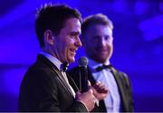 29 April 2017; Former Leinster players Eóin Reddan, left, and Luke Fitzgerald at the Leinster Rugby Awards Ball. The Awards, MC’d by Darragh Maloney, were a celebration of the 2016/17 Leinster Rugby season to date and over the course of the evening Leinster Rugby acknowledged the contributions of retirees Mike Ross, Eóin Reddan and Luke Fitzgerald as well as presenting Leinster Rugby caps to departees Bill Dardis, Hayden Triggs, Mike McCarthy, Zane Kirchner and Dominic Ryan. Former Leinster Rugby team doctor Professor Arthur Tanner was posthumously inducted into the Guinness Hall of Fame. Some of the Award winners on the night included; Gonzaga College (Deep River Rock School of the Year), David Hicks, De La Salle Palmerston (Beauchamps Contribution to Leinster Rugby Award), Clontarf FC (CityJet Senior Club of the Year), Coláiste Chill Mhantáin (Irish Independent Development School of the Year Award), Athy RFC (Bank of Ireland Junior Club of the Year). Professional award winners on the night included Laya Healthcare Young Player of the Year - Joey Carbery, Life Style Sports Supporters Player of the Year - Isa Nacewa, Canterbury Tackle of the Year – Isa Nacewa, Irish Independnet Try of the Year – Adam Byrne and Bank of Ireland Players’ Player of the Year – Luke McGrath. Clayton Hotel, Burlington Road, Dublin 4. Photo by Stephen McCarthy/Sportsfile