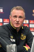 2 November 2011; Shamrock Rovers manager Michael O'Neill during a press conference ahead of their UEFA Europa League Group A match against PAOK Salonika on Thursday. Shamrock Rovers Press Conference, Tallaght Stadium, Tallaght, Co. Dublin. Picture credit: David Maher / SPORTSFILE