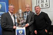 2 November 2011; Author Sean Ryan, centre, with former Shamrock Rovers players, Mick Byrne, left, and Pat Byrne, in attendance at the launch of the Official Book of the FAI Cup by Sean Ryan. FAI Suite, Aviva Stadium, Lansdowne Road, Dublin. Picture credit: David Maher / SPORTSFILE