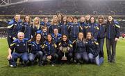 4 November 2011; The Leinster Women's team who were recently crowned IRFU Women's Interprovincial Champions are introduced to the crowd during half-time. Celtic League, Leinster v Munster, Aviva Stadium, Lansdowne Road, Dublin. Picture credit: Stephen McCarthy / SPORTSFILE