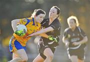 6 November 2011; Bernie Finlay, Na Fianna, Dublin, in action against Aisling Barrett, Donoughmore, Cork. Tesco All-Ireland Senior Ladies Football Club Championship Semi-Final, Na Fianna, Dublin v Donoughmore, Cork, C.L.G. Na Fianna, Mobhi Road, Glasnevin, Co. Dublin. Picture credit: Brendan Moran / SPORTSFILE