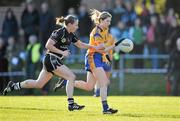 6 November 2011; Alma O'Donnell, Na Fianna, Dublin, in action against Linda Barrett, Donoughmore, Cork. Tesco All-Ireland Senior Ladies Football Club Championship Semi-Final, Na Fianna, Dublin v Donoughmore, Cork, C.L.G. Na Fianna, Mobhi Road, Glasnevin, Co. Dublin. Picture credit: Brendan Moran / SPORTSFILE