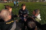 7 November 2011; Leinster's Brian O'Driscoll speaks to the media ahead of their Heineken Cup Pool 3 Round 1 match against Montpellier on Saturday November 12. Leinster Rugby Pitchside Briefing, UCD, Belfield, Dublin. Picture credit: Pat Murphy / SPORTSFILE