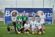 8 November 2011; Lucky punters get to meet the Irish squad at the Boylesports “Best Price Ireland” day. In attendance are Republic of Ireland players Glenn Whelan, Seamus Coleman and James McCarthy, with winners, green team, Des Joyce, Ciaran Kelly, Donal Joyce and Keith Gleeson and white team Shane Kennedy, Paul Shelley, Ciaran Lyons and Craig O'Shea . Gannon Park, Malahide, Dublin. Picture credit: David Maher / SPORTSFILE