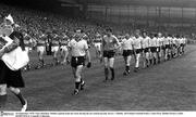 24 September 1978; The Dublin captain Tony Hanahoe leads his team during the pre match parade, Kerry v Dublin, All Ireland Football Final, Croke Park, Dublin Picture credit: Connolly Collection / SPORTSFILE