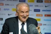 11 November 2011; Republic of Ireland manager Giovanni Trapattoni speaking during a post-match press conference. UEFA EURO2012 Qualifying Play-off, 1st leg, Estonia v Republic of Ireland, Le Coq Arena, Tallinn, Estonia. Photo by Sportsfile