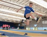 11 May 2017; Over 200 students from across Ireland gathered in the National Sports Campus, Abbottstown, today to take part in an athletics masterclass with European Indoor Championship gold medallist, David Gillick. Bank of Ireland and Athletics Ireland joined forces in 2016 to launch a nationwide search amongst secondary schools to identify and foster talented athletics students and today these students participated in a masterclass with David Gillick. As well as taking part in athletics activities with David Gillick, the students received advice and tips from Ireland’s top sports psychologists and nutritionists. Pictured taking part in the masterclass today is Ben Haverty, age 13, from Presentation College Athenry, Co Galway. Photo by Cody Glenn/Sportsfile