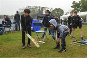 12 May 2017; Young cricketers make the most of a rain delay with a friendly game during a rain delay at the International between Ireland and Bangladesh at Malahide in Co Dublin. Photo by Cody Glenn/Sportsfile