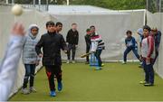 12 May 2017; Young cricketers make the most of a rain delay playing a pick-up match during the International between Ireland and Bangladesh at Malahide in Co Dublin. Photo by Cody Glenn/Sportsfile