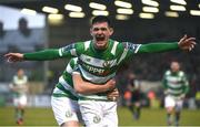 12 May 2017; Trevor Clarke of Shamrock Rovers celebrates after scoring his side's second goal during the SSE Airtricity League Premier Division game between Bohemians and Shamrock Rovers at Dalymount Park in Dublin. Photo by David Maher/Sportsfile