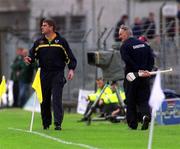 26 May 2002; Meath manager Michael Duignan, left, passes Dublin manager Kevin Fennelly during the Guinness Leinster Senior Hurling Championship Quarter-Final match between Dublin and Meath at O'Connor Park in Tullamore, Offaly. Photo by Matt Browne/Sportsfile