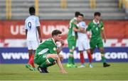 13 May 2017; Nathan Collins of Republic of Ireland reacts following his side's defeat in the UEFA European U17 Championship Quarter-Final game between England and Republic of Ireland at SRC Velika Gorika Stadium in Velika Gorica, Croatia. Photo by Seb Daly/Sportsfile