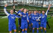 13 May 2017; Sheriff FC players celebrate following the FAI Junior Cup Final in association with Aviva and Umbro between Sheriff FC and Evergreen FC at the Aviva Stadium in Dublin. Photo by Ramsey Cardy/Sportsfile