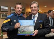 14 November 2011; Leinster's Sean O'Brien with Kevin Fitzpatrick at the launch of &quot;Rhapsody in Blue&quot;. The book, which has an RRP of €24.95, is on sale from www.leinsterrugby.ie, www.sportsfile.com and from select bookshops nationwide. Launch of &quot;Rhapsody in Blue&quot;, David Lloyd Riverview, Clonskeagh, Dublin. Photo by Sportsfile