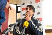 16 November 2011; Munster's Conor Murray during a press conference ahead of their Heineken Cup, Pool 1, Round 2, match against Castres Olympique on Saturday. Munster Rugby Squad Press Conference, University of Limerick, Limerick. Picture credit: Diarmuid Greene / SPORTSFILE