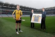 16 November 2011; In attendance at the announcement of Accenture's 2 year sponsorship of the DCU Hurling Club are, from left, PRO DCU Hurling Club JJ Lennon, Senior Executive and Partner in Accenture Aidan Gregan and President of DCU Hurling Club Niall English. Croke Park, Dublin. Picture credit: Barry Cregg / SPORTSFILE