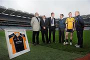 16 November 2011; In attendance at the announcement of Accenture's 2 year sponsorship of the DCU Hurling Club are, from left, Secretary of DCU Martin Conroy, Senior Executive and Partner in Accenture Aidan Gregan, new graduate admission to Accenture Sean Rowland, President of DCU Hurling Club Niall English, PRO DCU Hurling Club JJ Lennon, and DCU GAA Development Officer Michael Kennedy, Croke Park, Dublin. Picture credit: Barry Cregg / SPORTSFILE