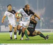 19 November 2011; Gary Botha, Toulouse, is tackled by Mike McCarthy, Connacht. Heineken Cup, Pool 6, Round 2, Connacht v Toulouse, Sportsground, Galway. Picture credit: Barry Cregg / SPORTSFILE