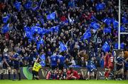 19 May 2017; Leinster supporters cheer after they scored their side's second try during the Guinness PRO12 Semi-Final match between Leinster and Scarlets at the RDS Arena in Dublin. Photo by Brendan Moran/Sportsfile