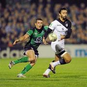 19 November 2011; Clement Poitrenaud, Toulouse, in action against Dave McSharry, Connacht. Heineken Cup, Pool 6, Round 2, Connacht v Toulouse, Sportsground, Galway. Picture credit: Ray Ryan / SPORTSFILE