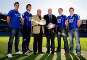 22 November 2011; In attendance at the Off the Booze on the Ball launch are Melvin Gael's players, from left to right, Emlyn Mulligan, Stephen McGurn, James Phelan and Paul Brennan with manager Billy Gavigan and Club Chairman Joe McCarron, right. The fun challenge with a healthy twist invites participants to abstain from alcohol for the month of January and in doing so seek sponsorship to go towards their local GAA club. Croke Park, Dublin. Photo by Sportsfile