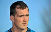 22 November 2011; Leinster's Devin Toner speaking to the media during a press conference ahead of their Celtic League game against Treviso on Saturday. Leinster Rugby Squad Press Conference, David Lloyd Riverview, Clonskeagh, Dublin. Picture credit: Barry Cregg / SPORTSFILE