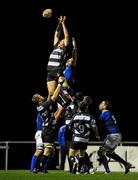 25 November 2011; Alan Trenier, Old Belvedere, wins possession in the lineout against Gareth Logan, St Mary's College. Ulster Bank League, Division 1A, St Mary's College v Old Belvedere, Templeville Road, Dublin. Picture credit: Matt Browne / SPORTSFILE