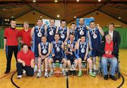 26 November 2011; The North West, Letterkenny Co. Donegal, squad celebrate with the Division 1 trophy. 2011 Special Olympics Ireland National Basketball Cup - Men, National Basketball Arena, Tallaght, Dublin. Picture credit: Barry Cregg / SPORTSFILE