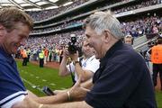 20 July 2003; Laois manager Mick O'Dwyer, right, is congratulated by one of his selectors Declain O'Loughlin after the win against Kildare. Bank of Ireland Leinster Senior Football Championship final, Kildare v Laois, Croke Park, Dublin. Picture credit; Matt Browne / SPORTSFILE *EDI*