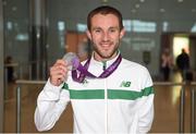 22 May 2017; Alex Wright of the Ireland Men's Race Walking Team, who won bronze in the 20km at The European Race Walking Cup in Podebrady, Czech Republic, pictured on his return at Dublin Airport in Dublin. Photo by Seb Daly/Sportsfile